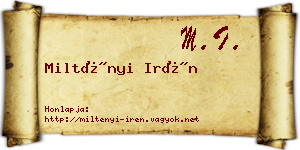 Miltényi Irén névjegykártya