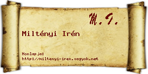 Miltényi Irén névjegykártya